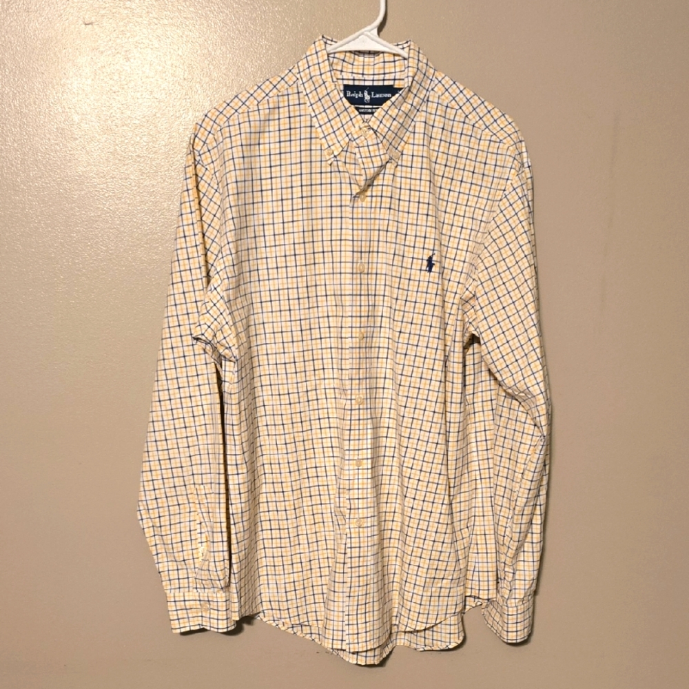 Ralph Lauren‎ Plaid Longsleeve Button Doqn Shirt Yellow Mens Size Large